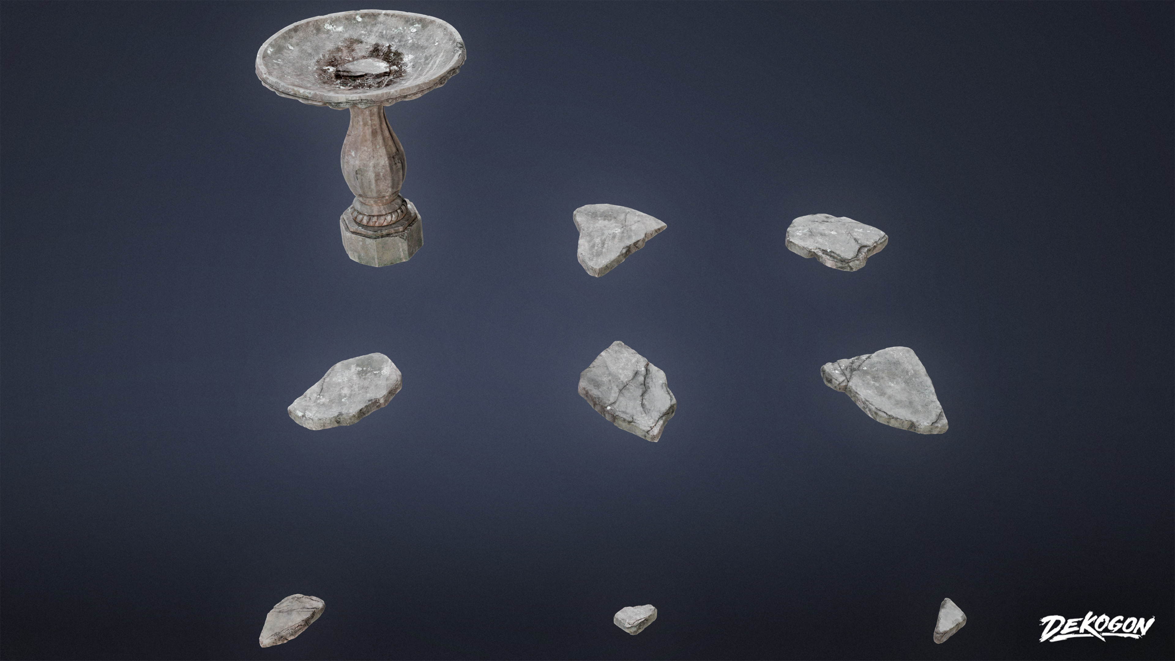 SUBURBS - Stones Bird Bath 01 - LOW POLY AND NANITE Low-poly 3D model_1