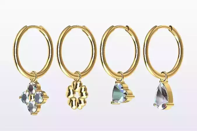 Huggie Hoop 18mm with 4 charms