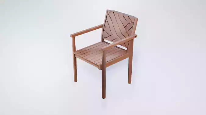 Low Poly Wooden Garden Chair - Outdoor Visualization Prop 3D model