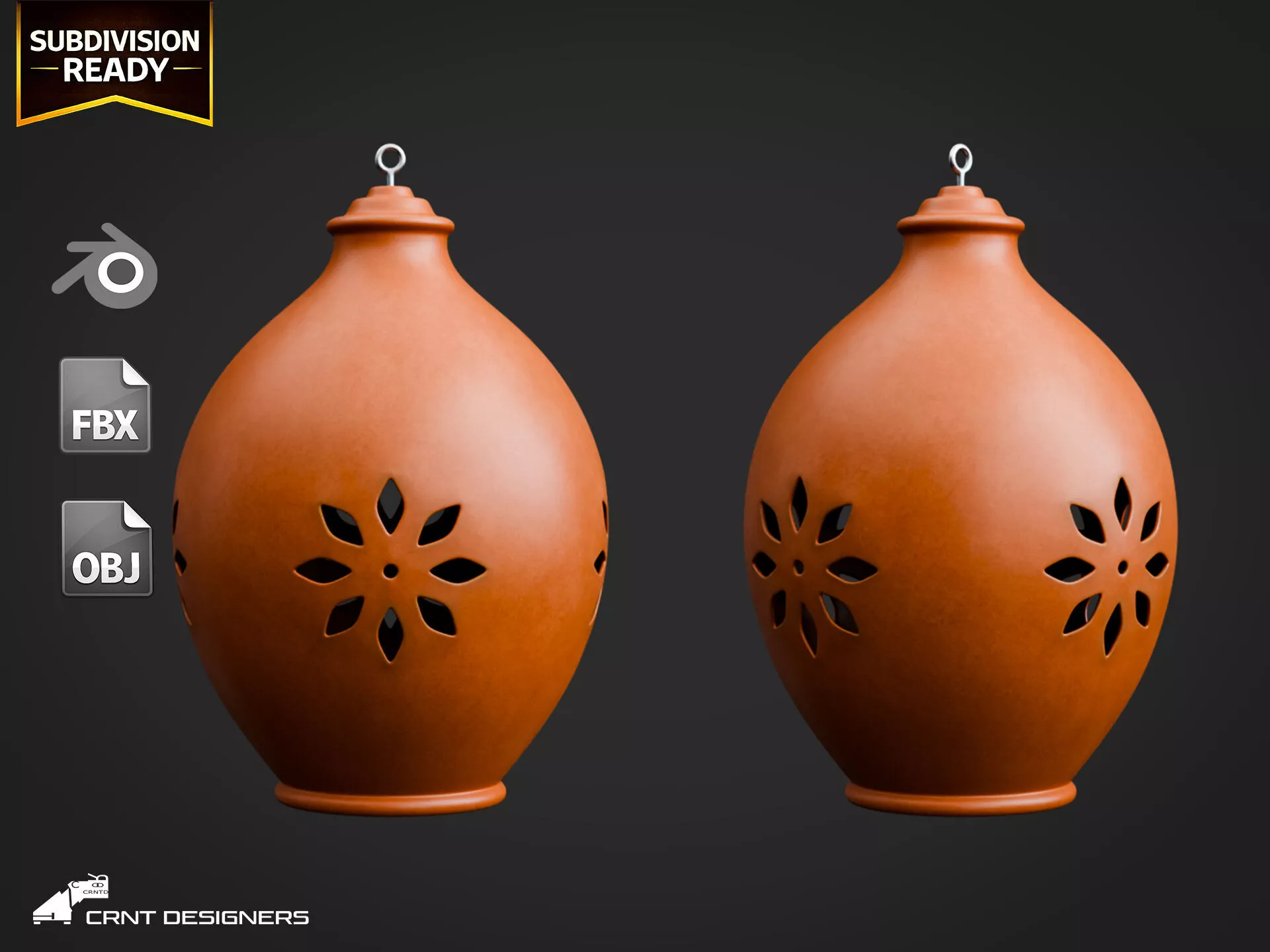 Ceramic Hanging Lantern - Terracotta Lantern 3D model