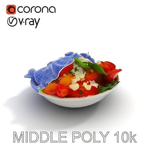 Fresh Garden Salad with Feta Cheese model pack Low-poly 3D model 6