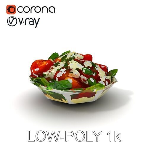 Fresh Garden Salad with Feta Cheese model pack Low-poly 3D model