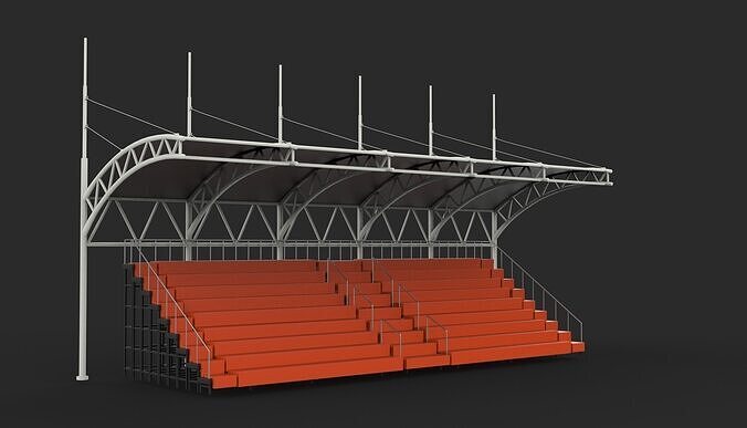 Bleacher with canopy shade 3D model
