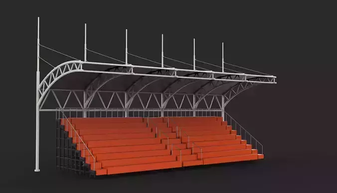 Bleacher with canopy shade 3D model