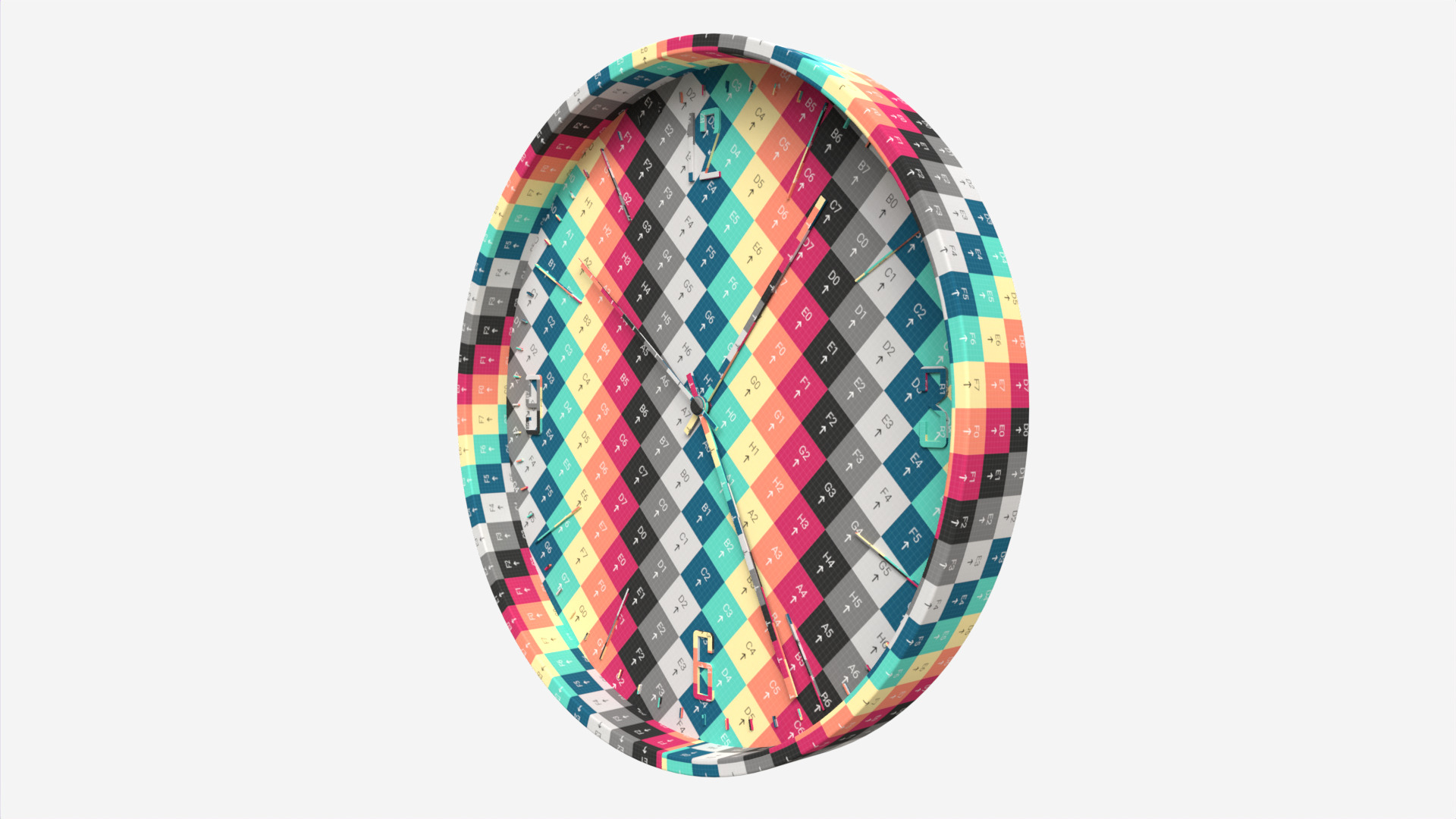 Round Wall Clock Low-poly 3D model_13