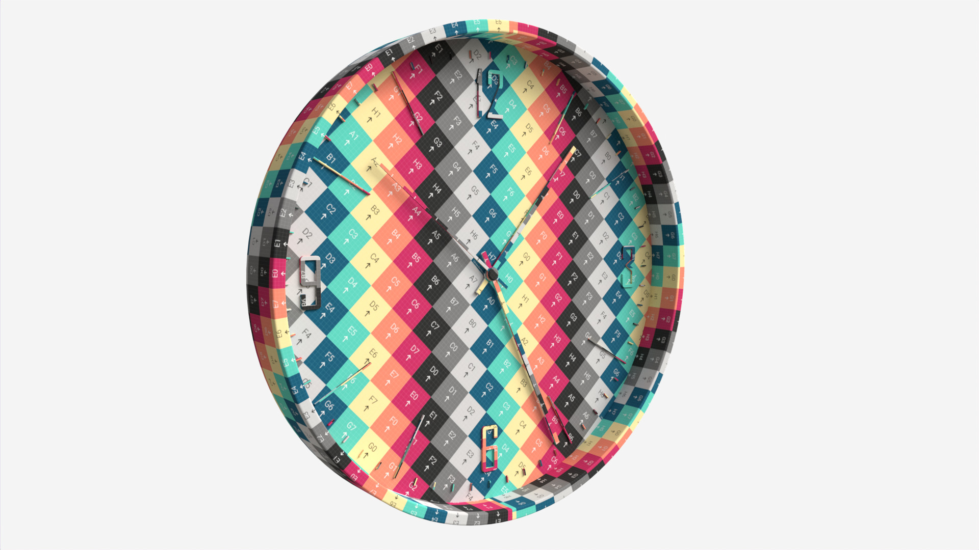 Round Wall Clock Low-poly 3D model_15