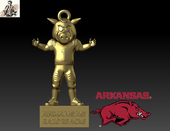 NCAA - Hanging Figurine University of Arkansas - 3d print 3D print model