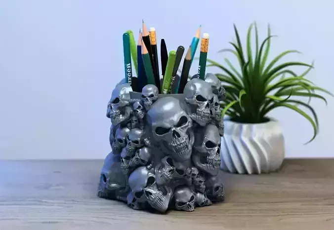 Skull robot pen holder Cyborg pen holder Perfect Gamer Gift
