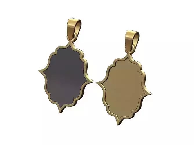 Enamel paint ornamental rectangular vintage pendant with bail