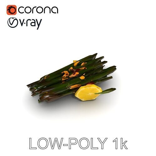 Roasted Asparagus with Lemon Slice Model Pack Low-poly 3D model