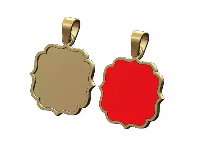 Enamel paint ornamental square vintage pendant with bail