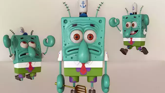 Spongebob Hybrid Low-poly 3D model