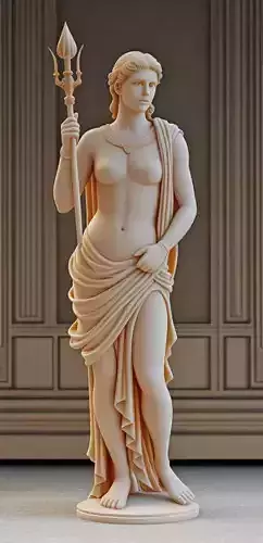 Wooden Relief of a Warrior Woman 3D model