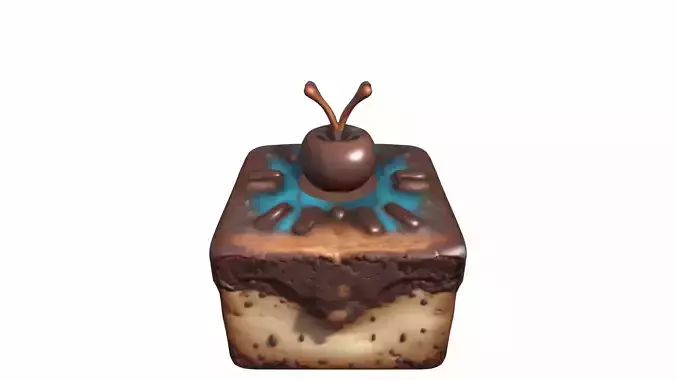 Rich Chocolate Cake Brownie High Render 3D model