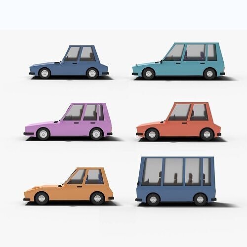 Cartoon cars pack 3D model