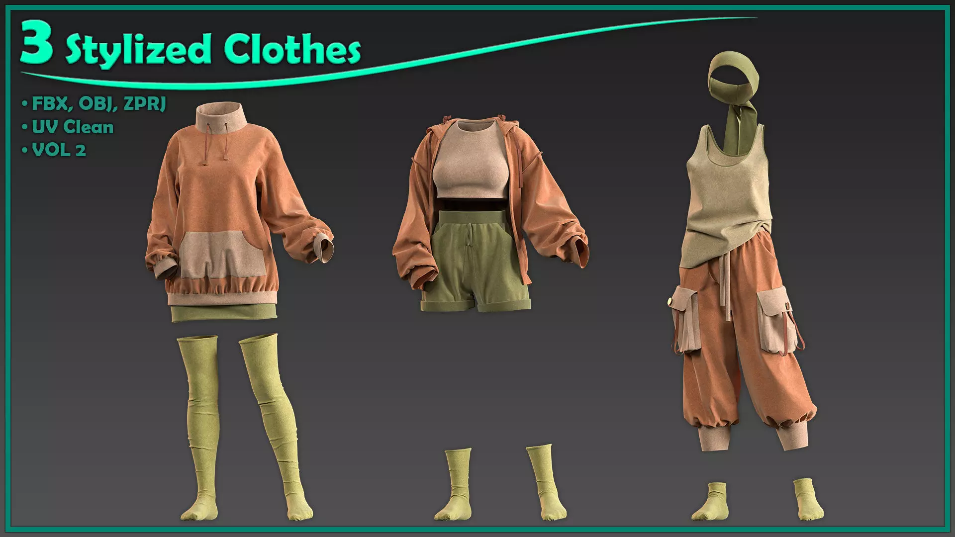 3 female stylized clothes-vol2 3D model_0