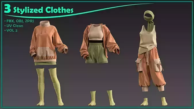 3 female stylized clothes-vol2 3D model 3 female stylized clothes-vol2 3D model