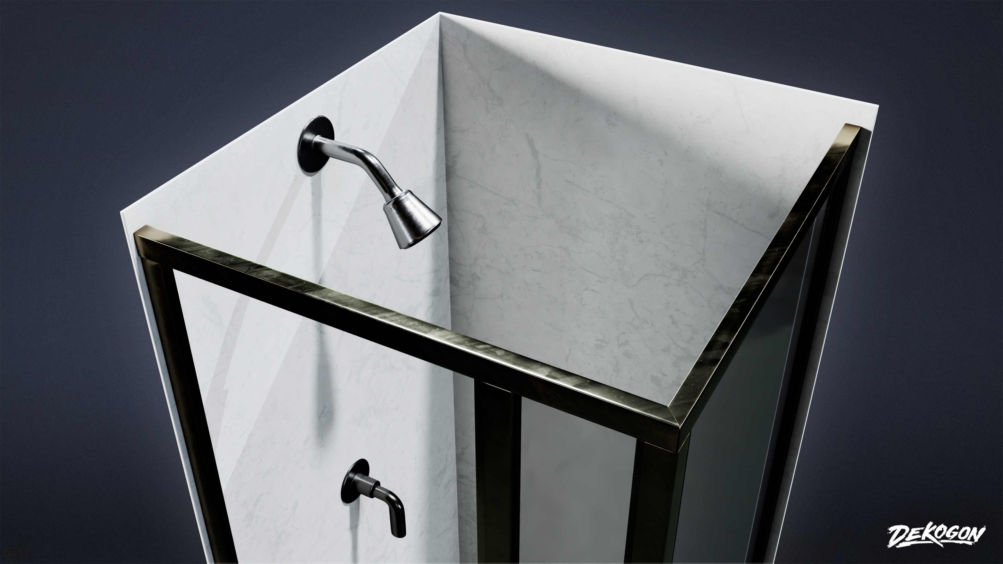 SUBURBS - Shower 08 - LOW POLY AND NANITE Low-poly 3D model_3