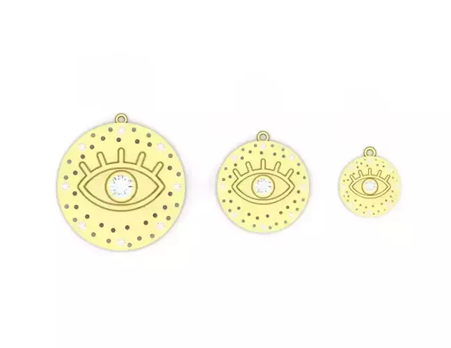 One eyed pendant or necklace in 3 sizes 3D print model