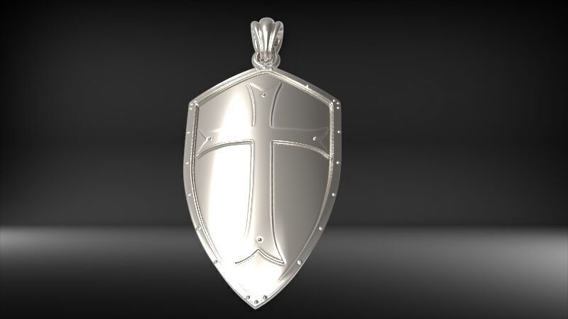  Crusaders Cross Shield Pendant  3D print model_12