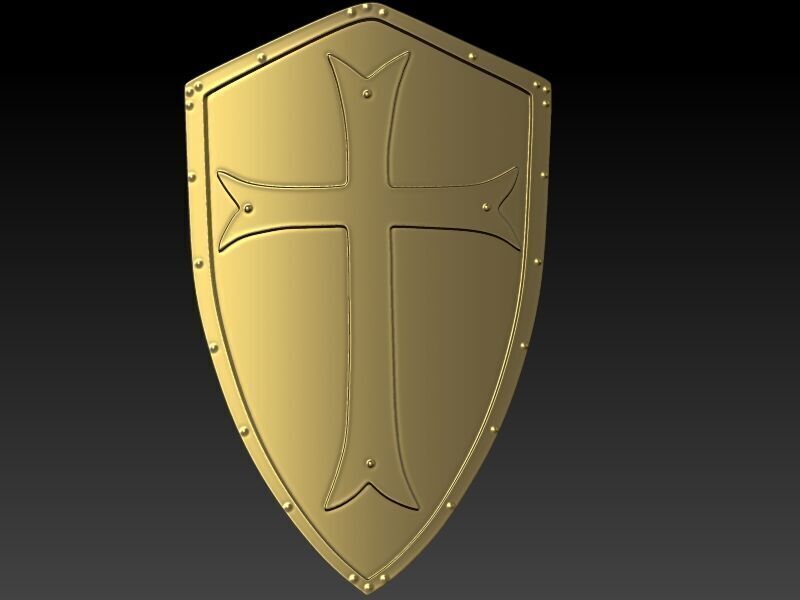  Crusaders Cross Shield Pendant  3D print model_3