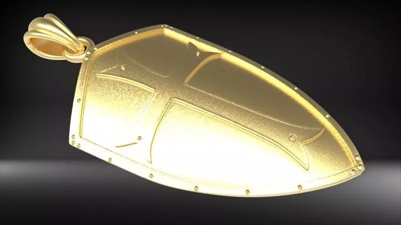  Crusaders Cross Shield Pendant  3D print model_0
