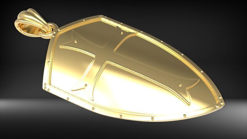  Crusaders Cross Shield Pendant  3D print model_7