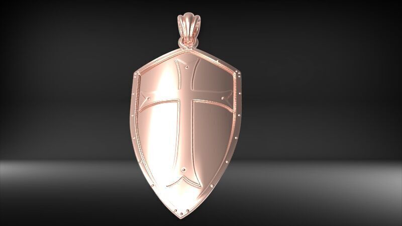  Crusaders Cross Shield Pendant  3D print model_13