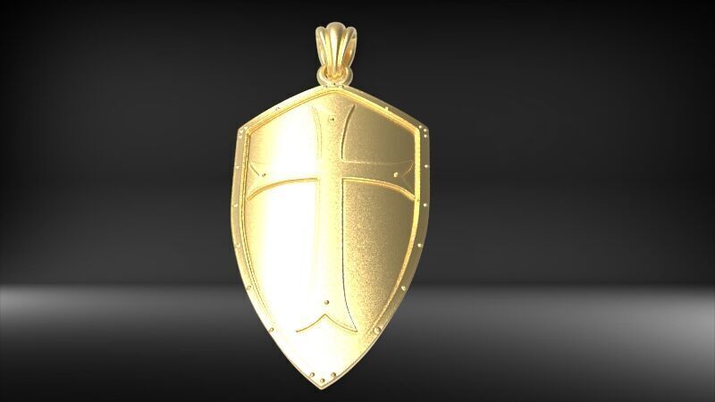  Crusaders Cross Shield Pendant  3D print model_4