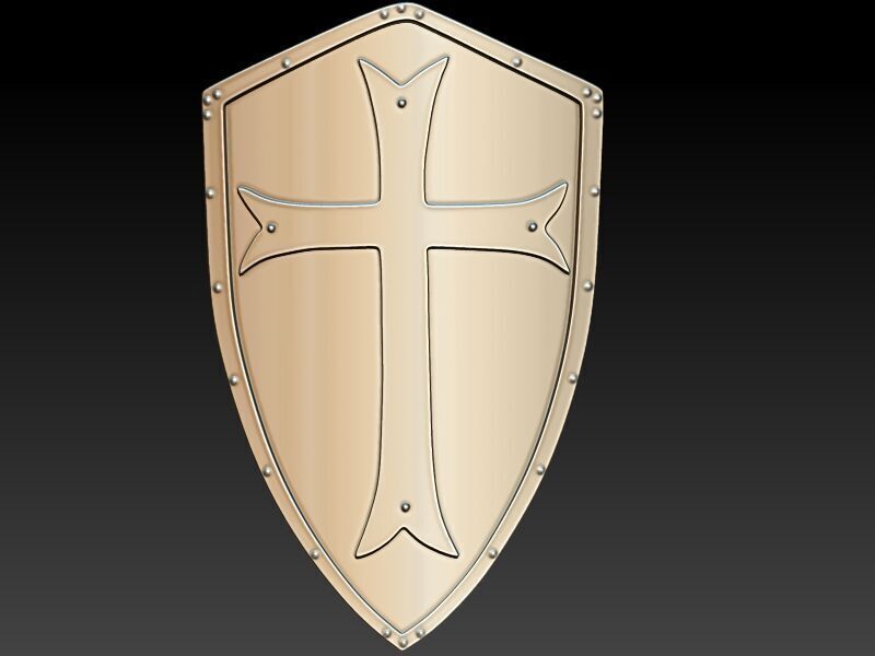  Crusaders Cross Shield Pendant  3D print model_14