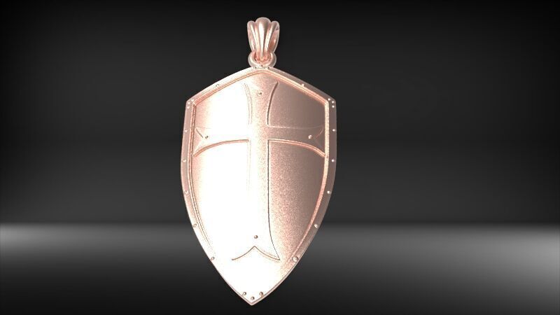  Crusaders Cross Shield Pendant  3D print model_8