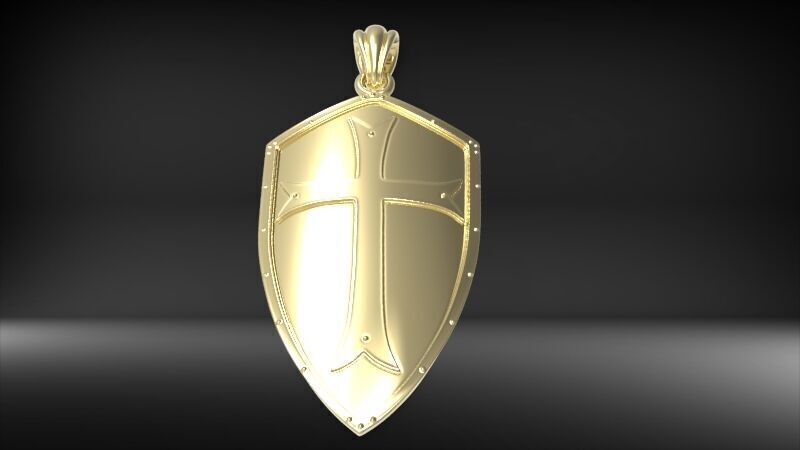  Crusaders Cross Shield Pendant  3D print model_10