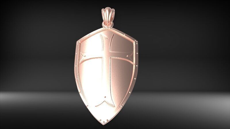  Crusaders Cross Shield Pendant  3D print model_6