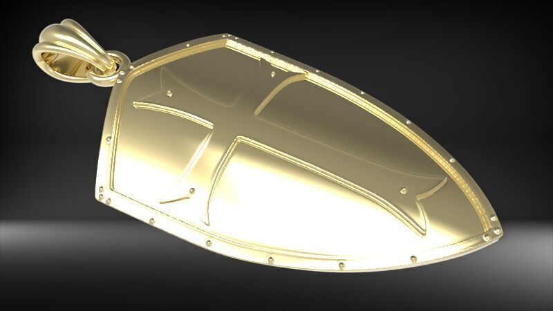  Crusaders Cross Shield Pendant  3D print model_2