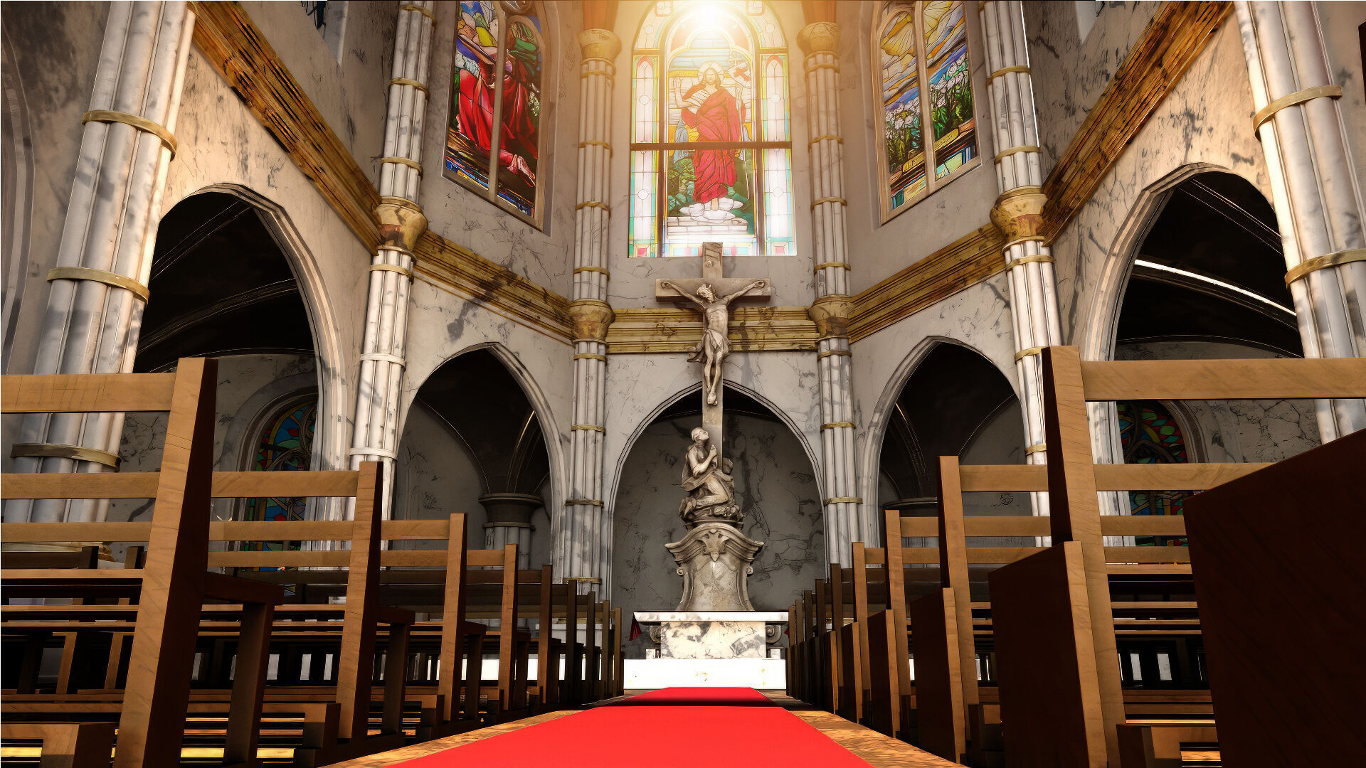 church interior set model 3D model_1