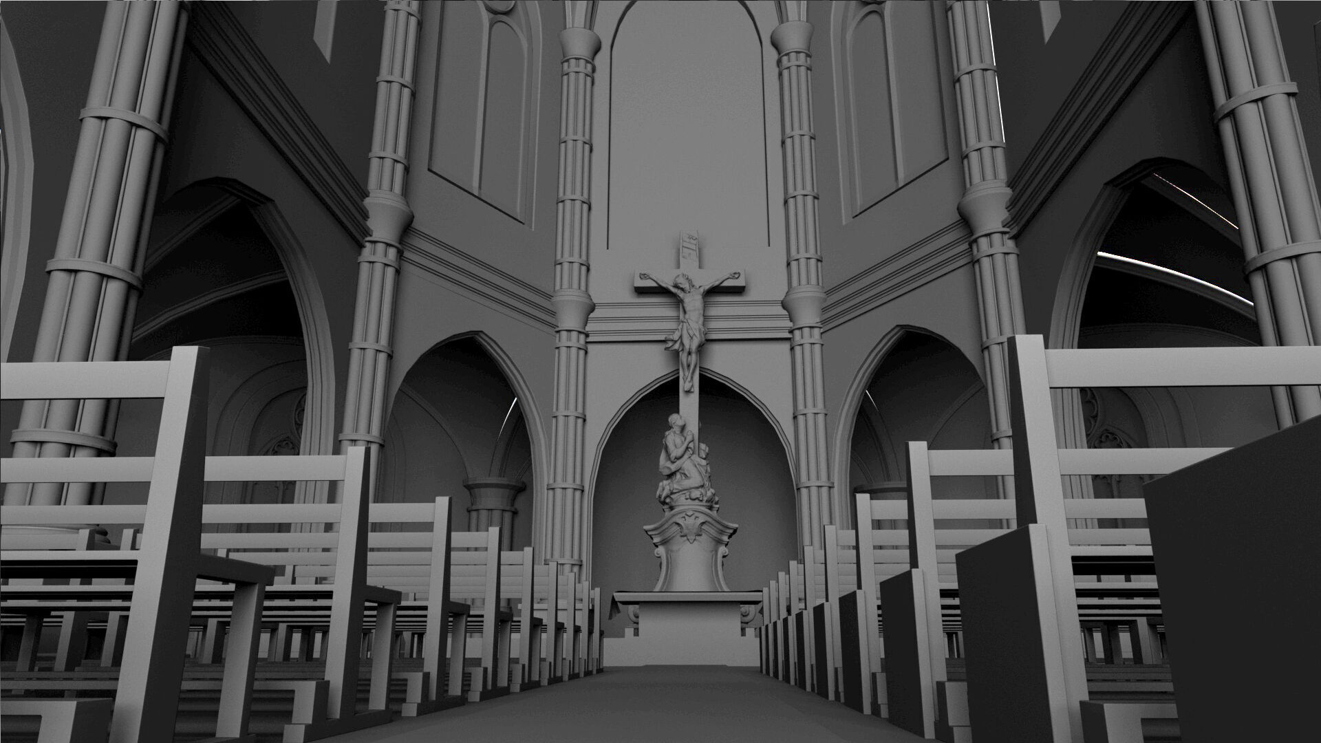 church interior set model 3D model_6