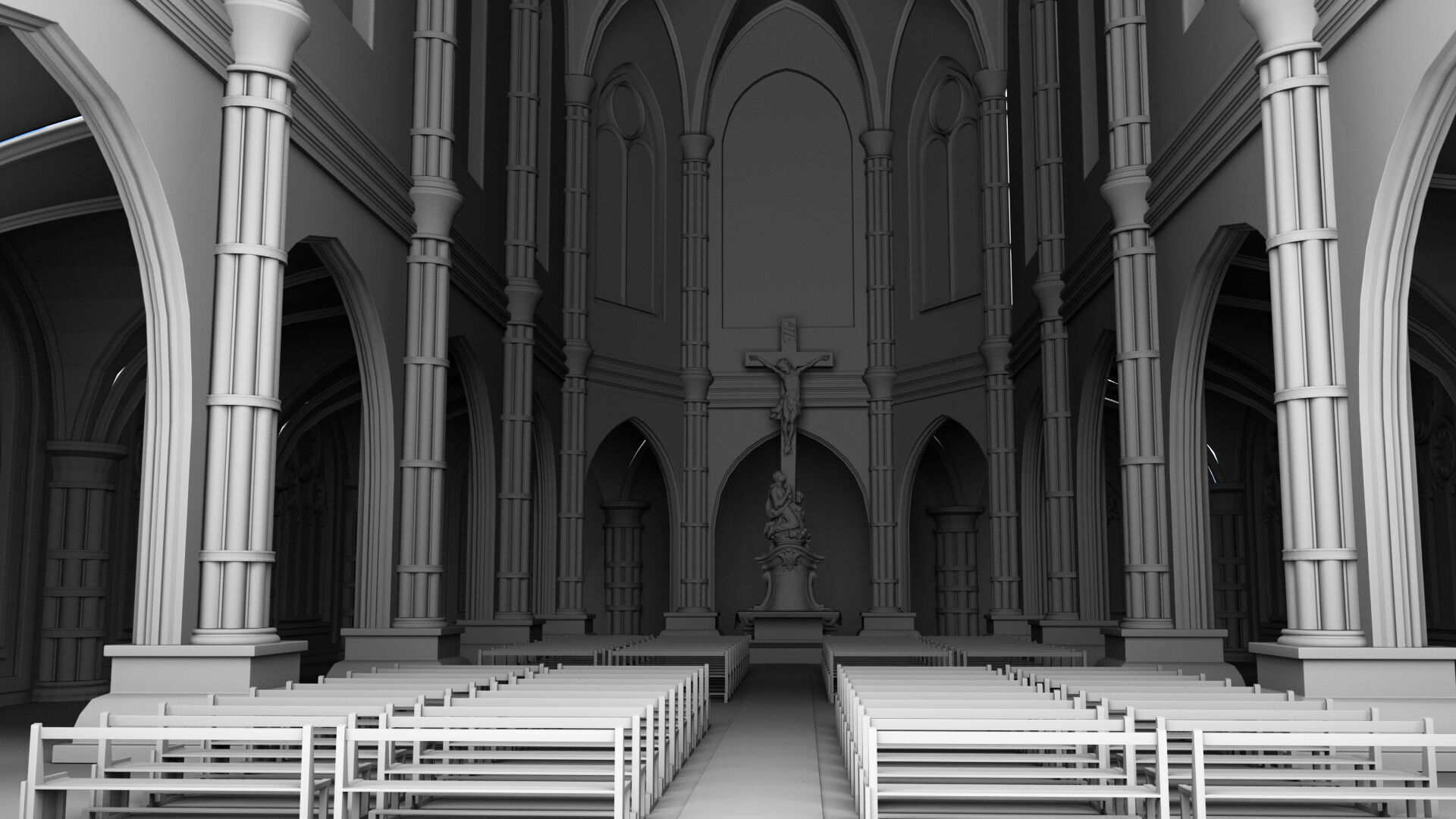 church interior set model 3D model_7