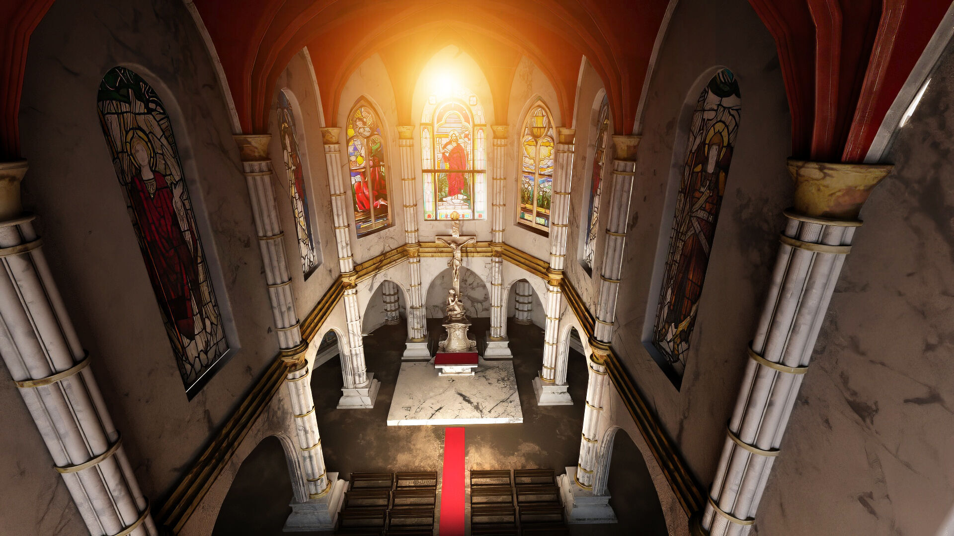 church interior set model 3D model_3