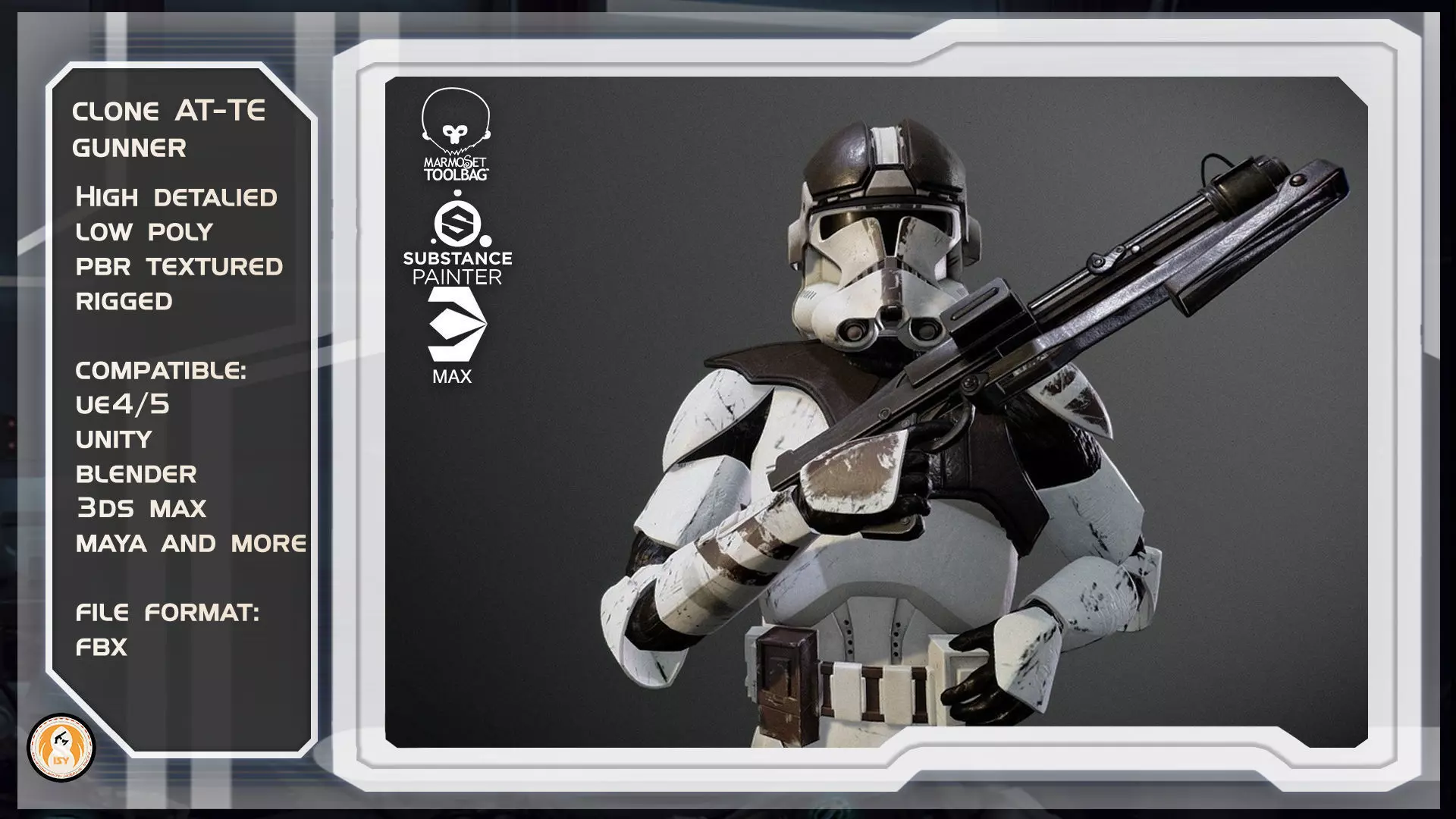 Clone AT-TE gunner Low-poly 3D model_0