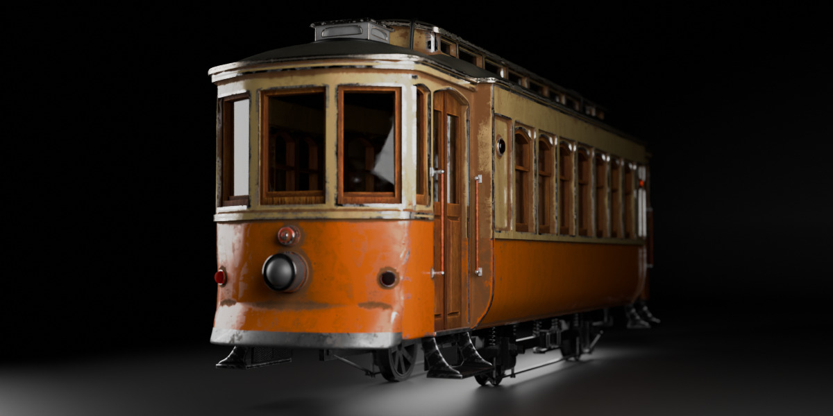 Portuguese Vintage Trolley Porto and Lisbon Style 3D Model Low-poly 3D model_1