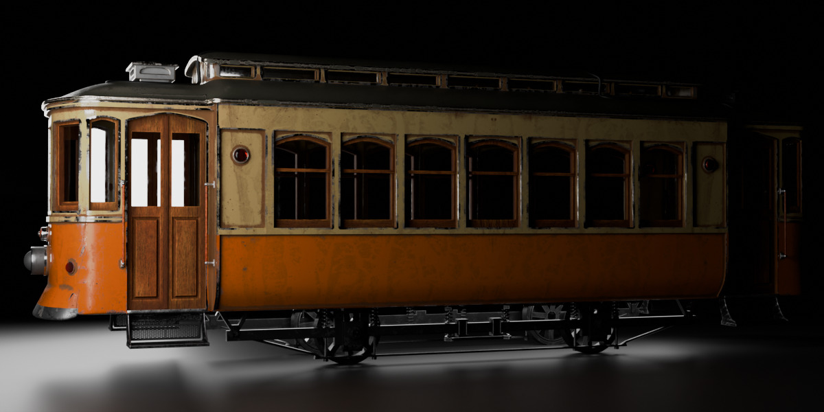 Portuguese Vintage Trolley Porto and Lisbon Style 3D Model Low-poly 3D model_2