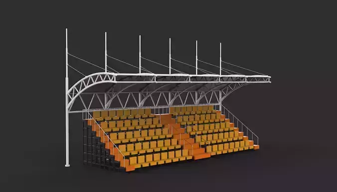 Bleacher with canopy shade 3D model