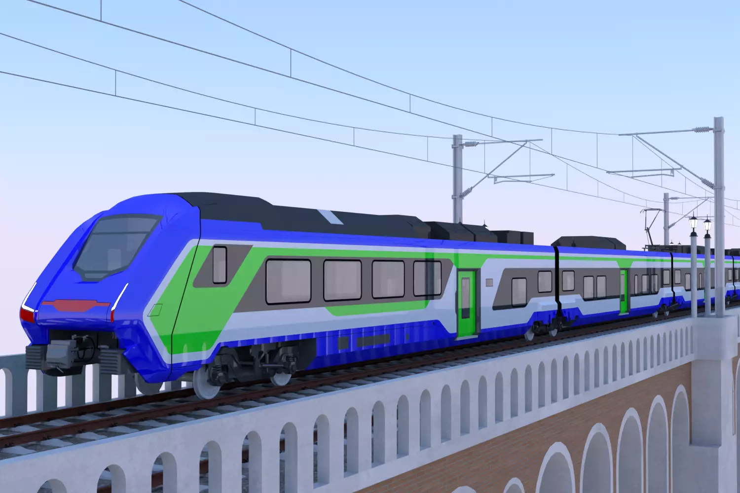 Viaduct with Hitachi HTR 412 3D model