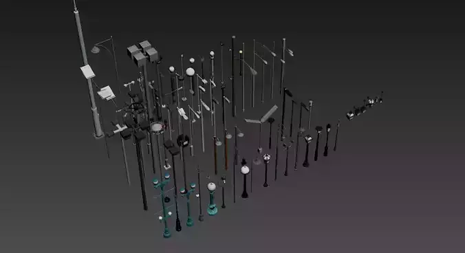 street lamps set - 90 items