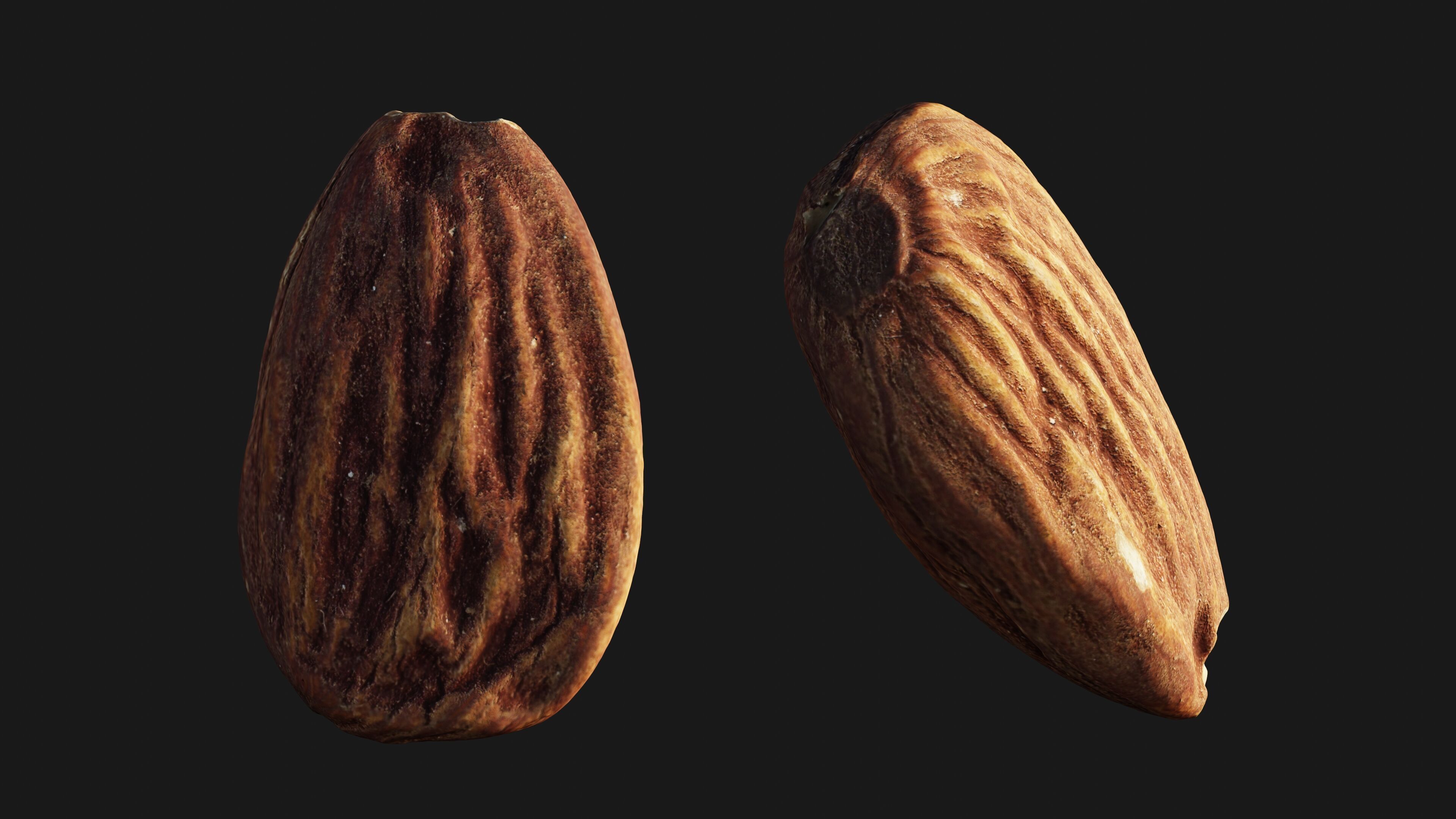 Scanned almond nut Low-poly 3D model_12