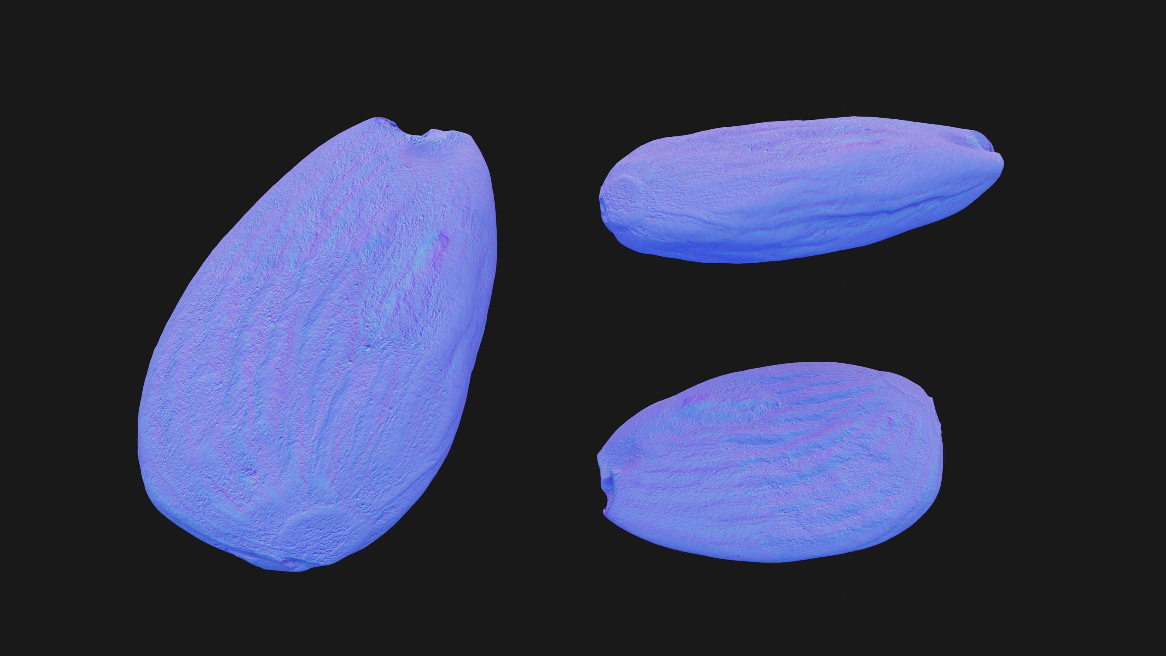 Scanned almond nut Low-poly 3D model_14