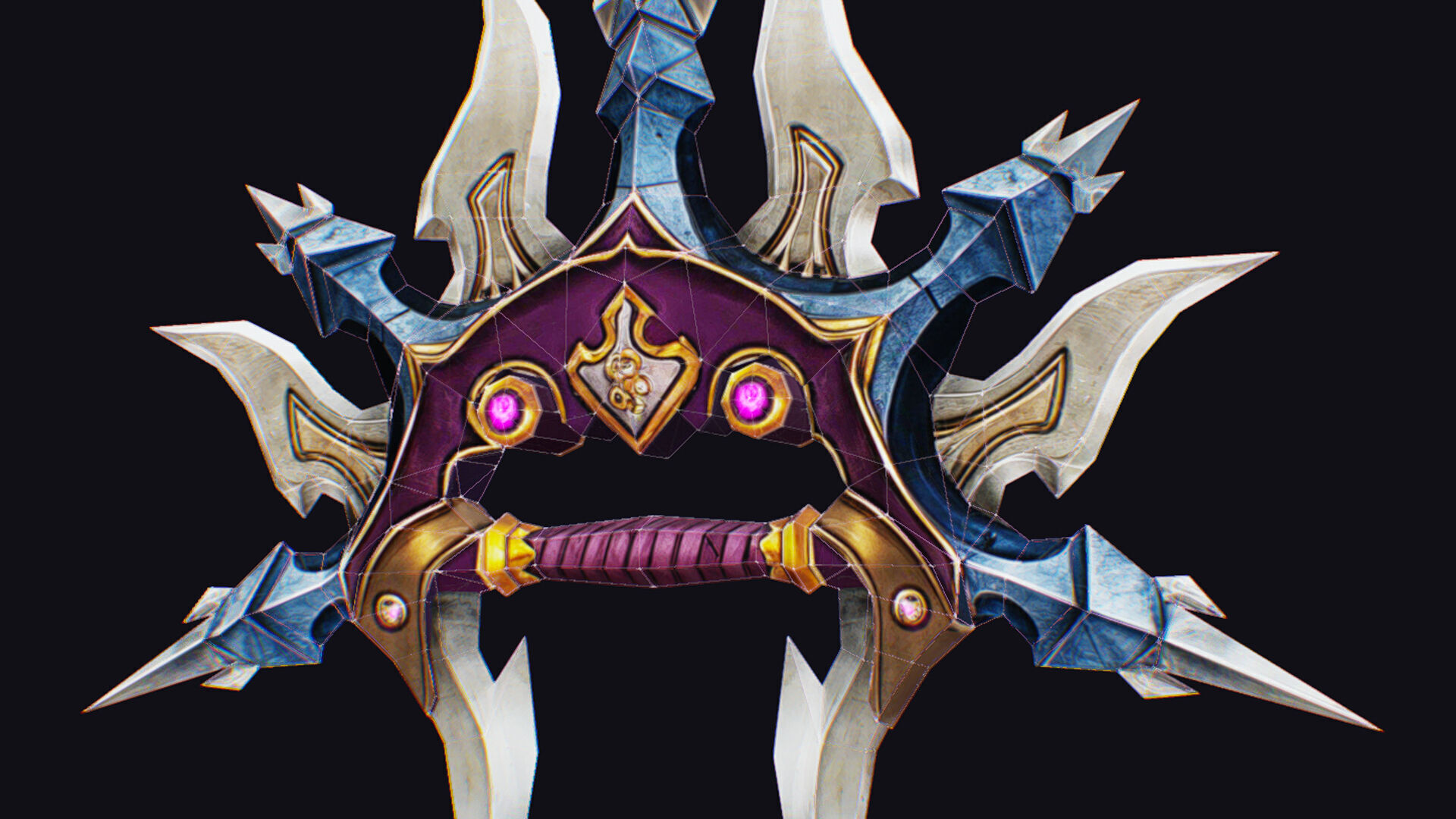 Cross Shuriken War Fan Cutting Asian Edged Weapon Knuckles Low-poly 3D model_13