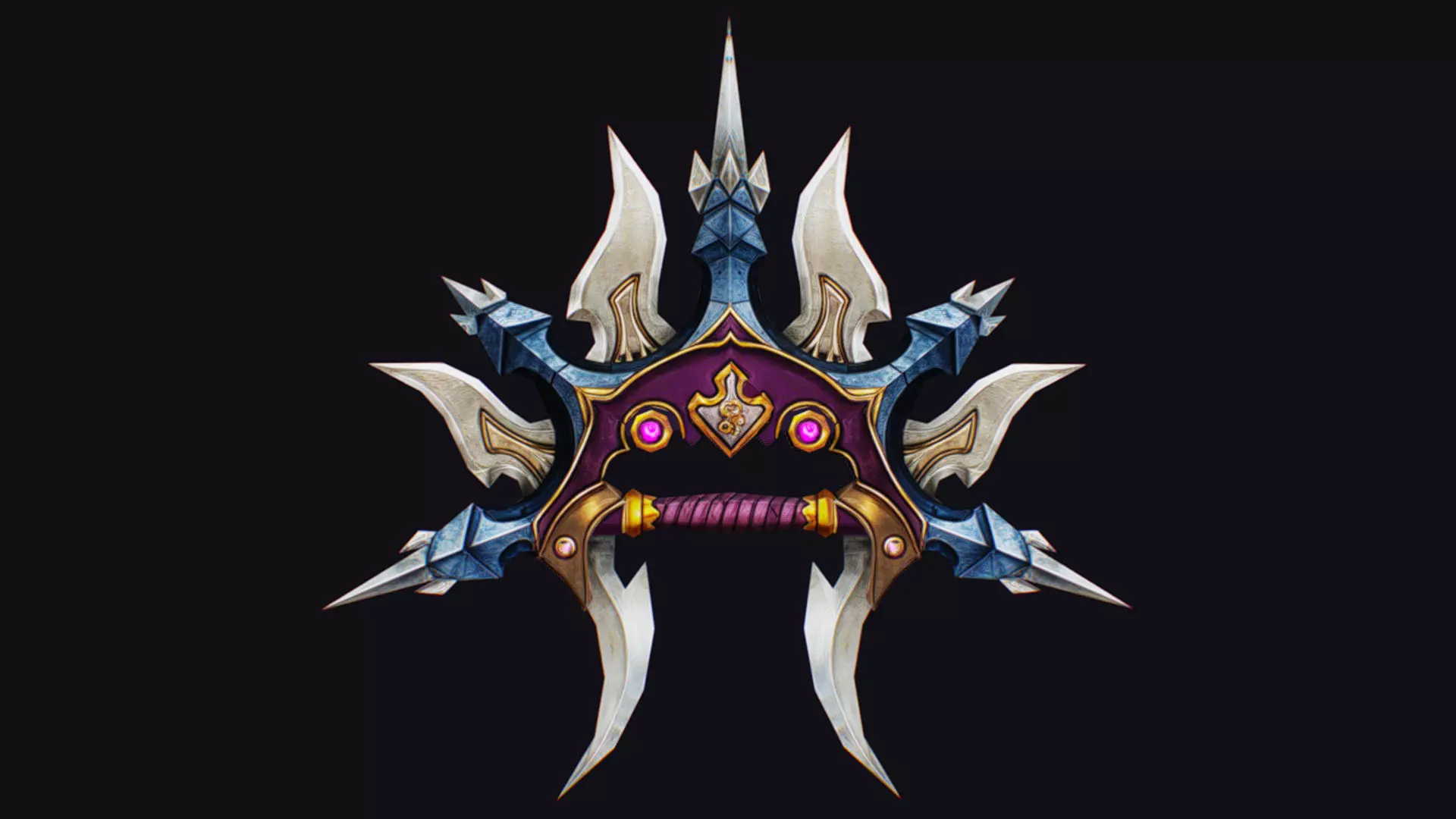 Cross Shuriken War Fan Cutting Asian Edged Weapon Knuckles Low-poly 3D model_0