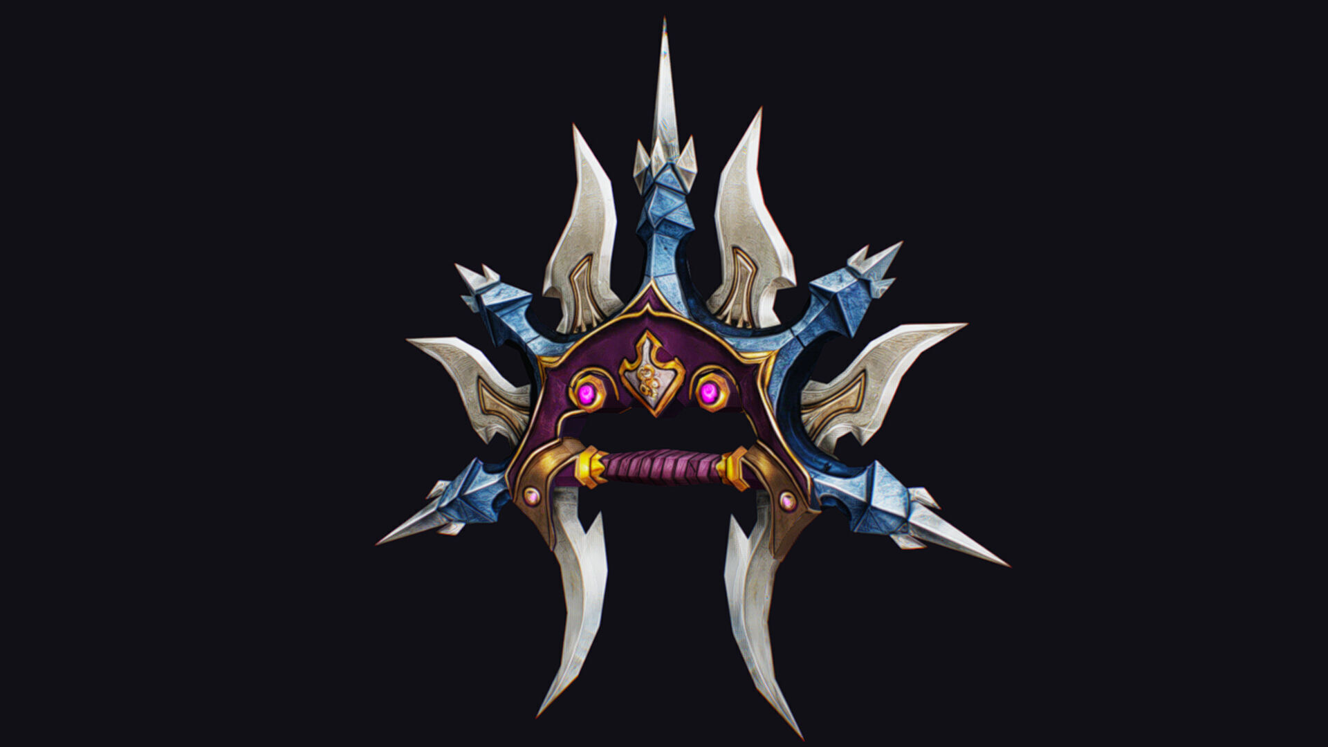 Cross Shuriken War Fan Cutting Asian Edged Weapon Knuckles Low-poly 3D model_1