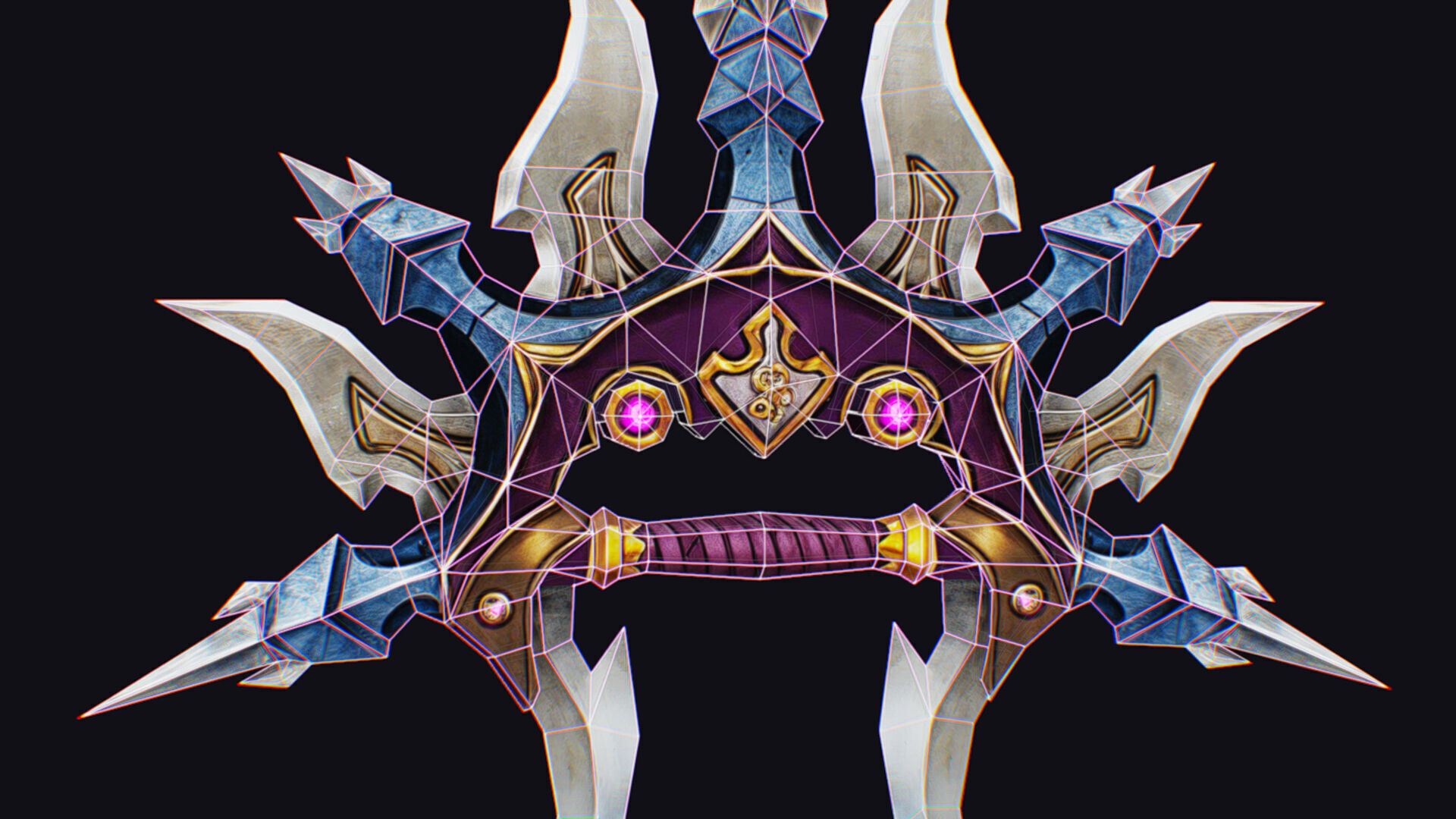 Cross Shuriken War Fan Cutting Asian Edged Weapon Knuckles Low-poly 3D model_14